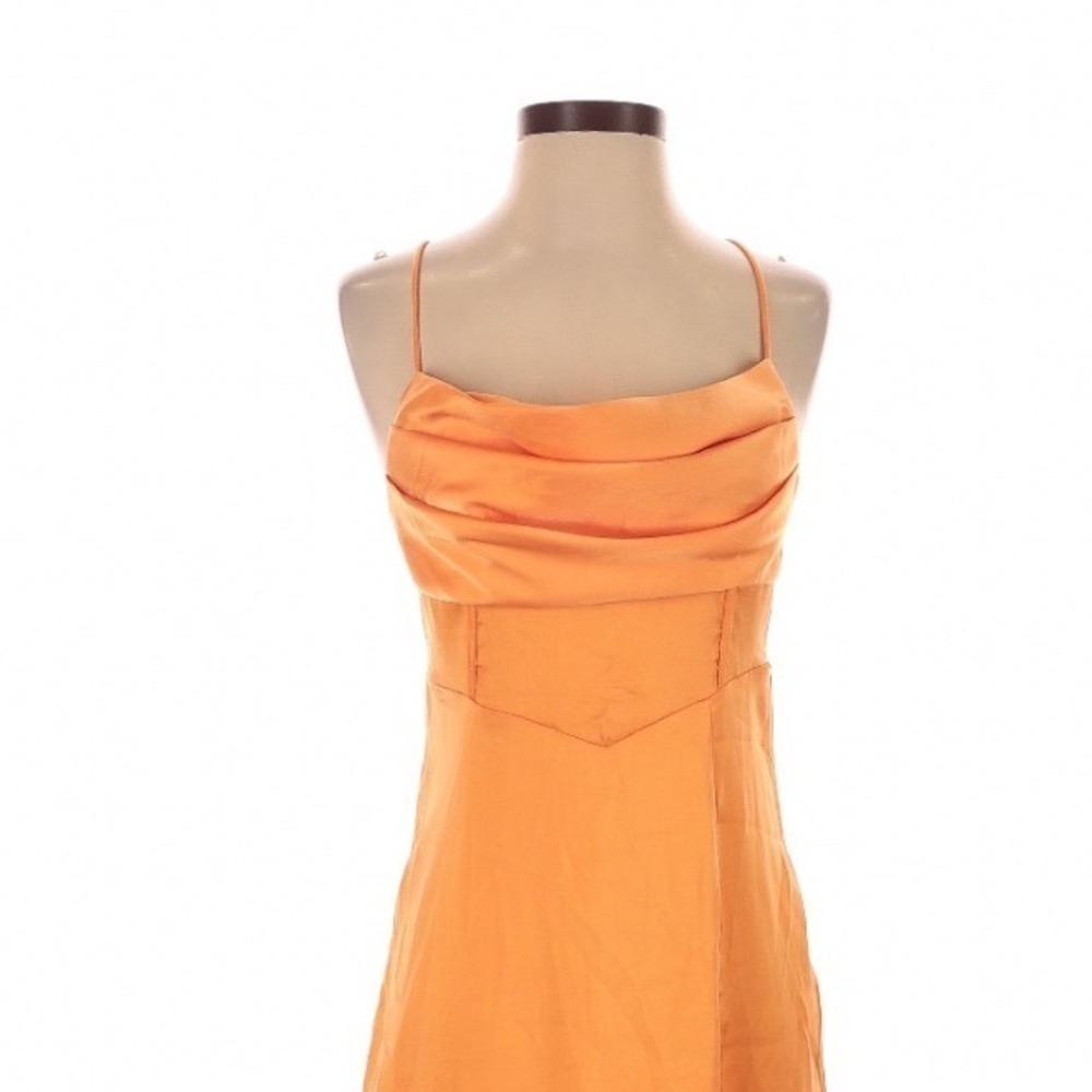 Hello Molly Golden Thoughts Orange Maxi Dress Cowl Neck Lace Up Back Size 4 - Picture 3 of 9